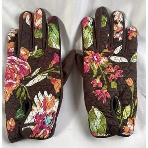 VERA BRADLEY S-M Gloves English Rose NWOT , Winter Fleece, Lined Brown Floral
